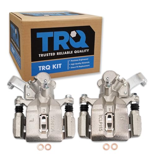 Image of TRQ Rear Brake Caliper Set Zinc Coated Hardware Brackets Compatible with 2007-2013 Suzuki SX4