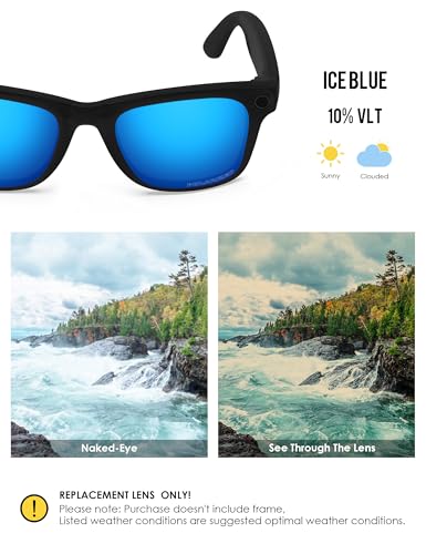Image of BLAZERBUCK Photochromic Replacement Lenses Compatible with Ray-Ban Meta Wayfarer RW4008 | RW4012 (Gen 2) 53mm Smart Glasses