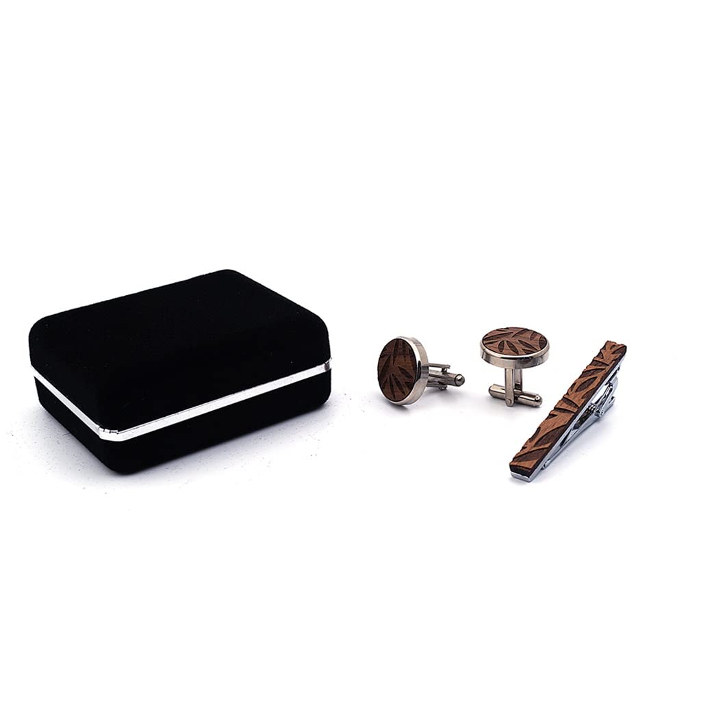 Trjgtas Legno Gemelli Cravatta Fermacravatta per Fermacravatta per Regalo da Uomo Modello in Legno Fermacravatte Gemelli Fermacravatta Set Gioielli da Uomo (Color : A, Size (A As The Picture Shows)