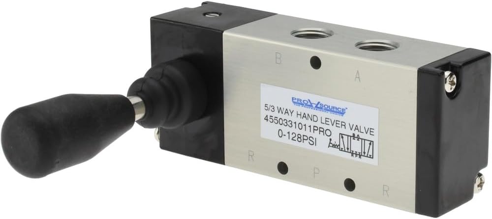 PRO SOURCE 5-Way 3-Position Manual Lever/Detent Air Valve: 128 Max PSI, 3/8" NPT Inlet & Outlet