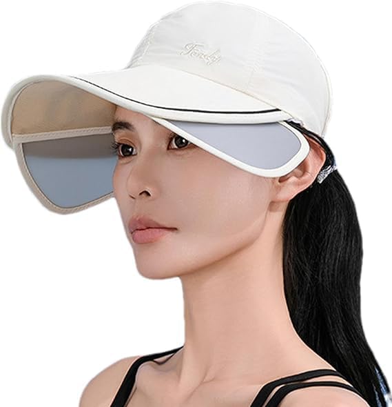 women's summer sun visor cap with extendable side brim | upf 50+ uv protection baseball hat | breathable quick dry sports cap with sweatband & ponytail opening for golf, running, cycling