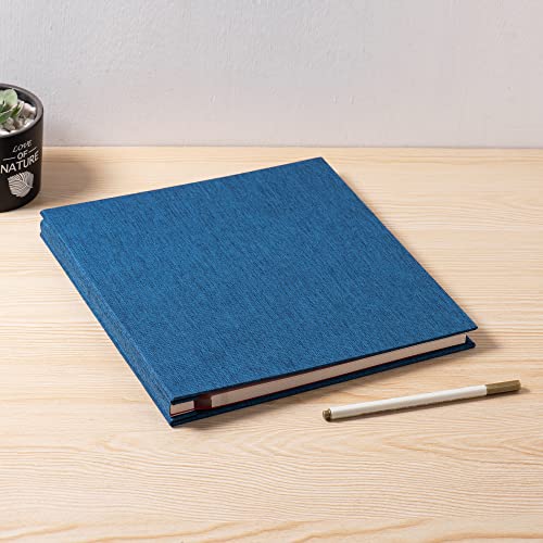 Image of Photo Album Self Adhesive 3x5 4x6 5x7 6x8 8x10 8.5x11 11x10.6 Magnetic Scrapbook Album DIY Length 11x10.6 Inch 40 Pages Linen Cover With Metallic Pen and Accessories (Blue)