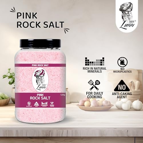 Image of Lunn Pink Rock Salt | 1.5 kg | Himalayan Sendha Namak | Rich in Natural Minerals | No Anti-Caking Agents | Vegan & Gluten-Free | Pure & Unprocessed