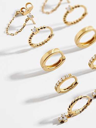 6 Pairs Gold Huggies Hoop Earrings Set For Women Girls Small Dangle Chain Hoop Earrings Jewelry For Gifts Twisted Hoop Earrings #TOP6