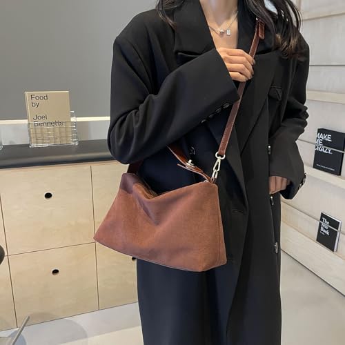 Carteras de gamuza para mujer: bolso cruzado pequeño, bolso retro de hombro, bolso de mano con asa superior y tote miniatura 2