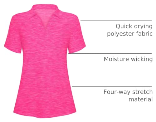 Image of Cucuchy Womens V Neck Golf Polo Shirts Moisture Wicking Sports Workout Tops