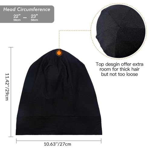 Touca de cabelo para dormir, gorro forrado de cetim respirável despojado com alça ajustável, touca d