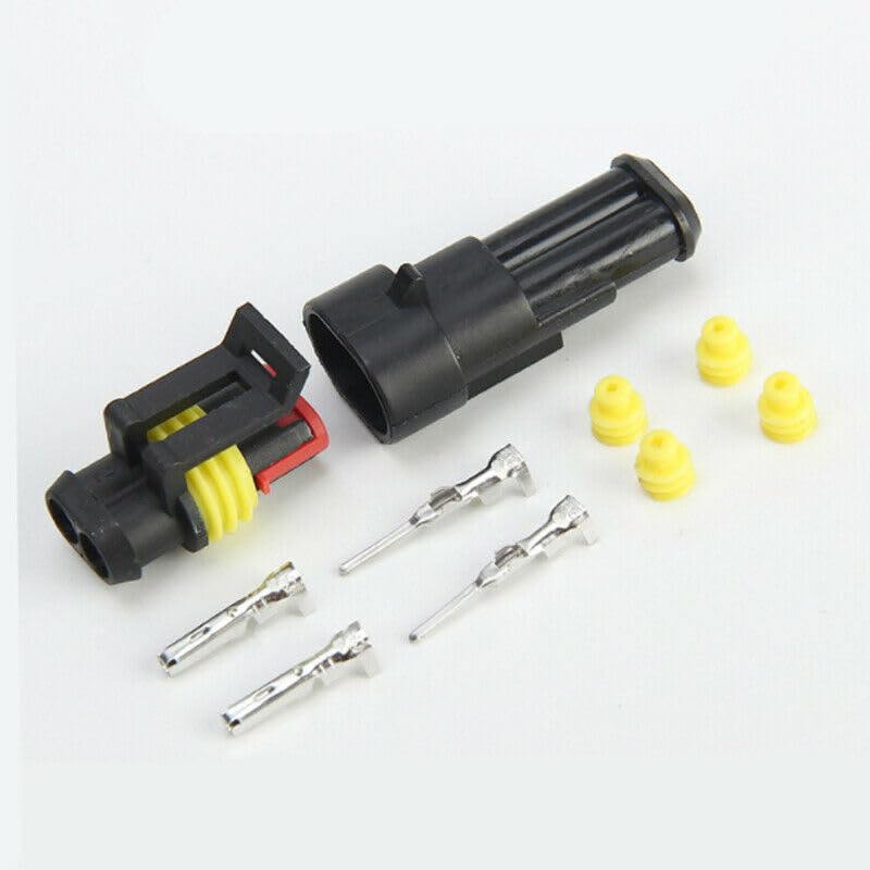 KJEBVHIRS 10 Set 2 Pin Way AMP Sealed Automotive Wire Connector Electrical Terminals for Cars