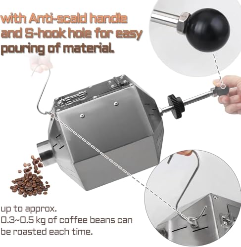 Professional Electric Coffee Bean Roaster, 3.8L Drum Type Coffee Roaster Machine with Thermometer Speed Adjustable, Coffee Bean Cooler for Coffee Bean Nuts Baking Grains Sesame - Image 4