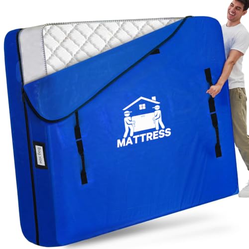 Image of Mattress Bags for Moving, BETU Mattress Protector Waterproof Mattress Cover Twin Size Storage Bags with 8 Heavy-Duty Handles and Zipper for College Bed Extra Thick Large(2 Pack, 77 inchx42 inchx15 inch Navy)