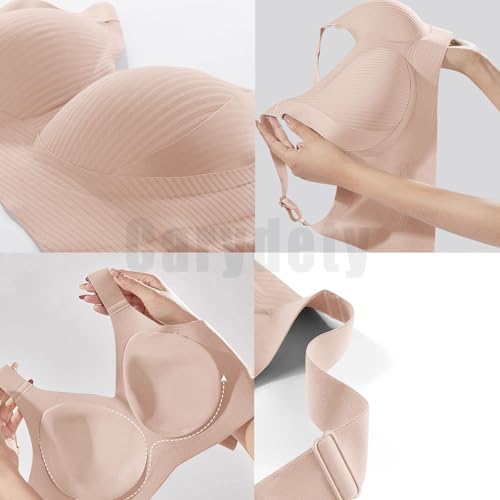 3PC Womens Wireless Bras No Underwire Push Up Bra Seamless Ribbed Cozy Full Coverage Adjustable Straps Everyday Bra4