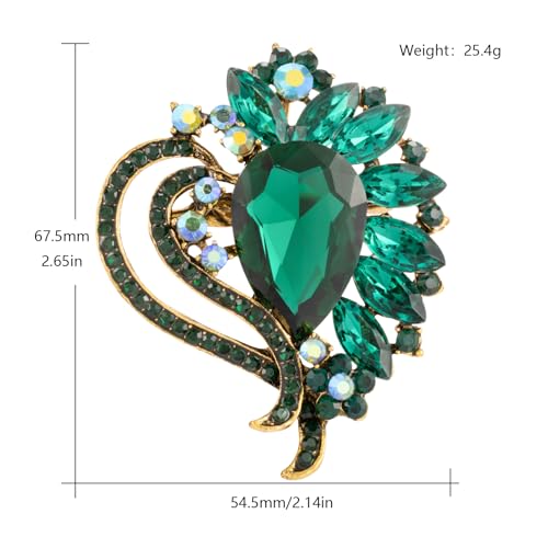 Image of LAXPICOL Vintage Austrian Crystal Elegant Heart Flower Brooch Pin For Women Wedding Broach Pin