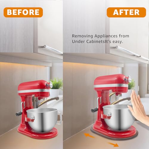Image of Mixer Slider for Kitchen Aid 5-8 Qt Bowl Lift Stand Mixer, Kitchen Appliance sliding mat Countertop Storage Attachments, Mixer Accessories Sliding Tray Moving Board for Kitchen Aid (Brown)