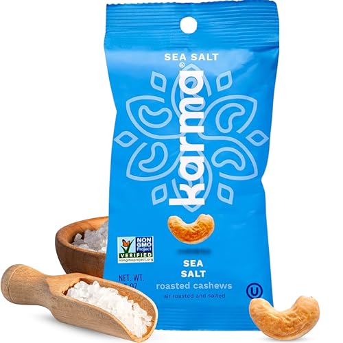 Image of Roasted Sea Salt Cashews by Karma Nuts, Whole, Roasted, Vegan, Gluten Free, Low Net Carb, Natural, No Sugar Added, Keto Friendly, Everyday Nut Snack, 1.5 Ounce (12 Snack Packs)