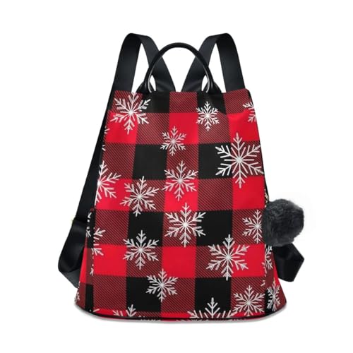Sac à dos anti-vol femme contre les vols dans les transports motif flocons rouge