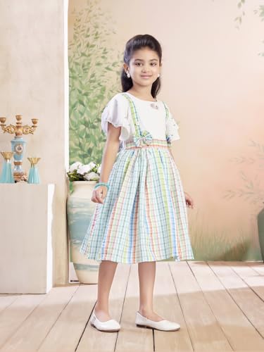 Image of Aarika Girls Green Colour Check Cotton Frock