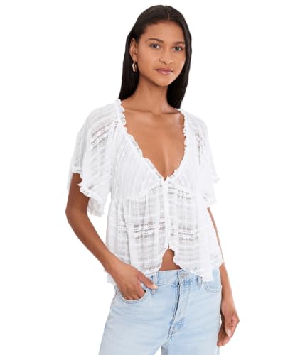Free People Womens in Your Dreams Lace Top Clean Ivory Small