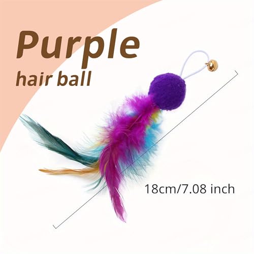 Image of Sunkizzrs Cat Toys - Interactive Toy Set with Retractable Teaser Wands and Feather Toys - Activity Toys to Exercise Cats and Kittens (Only 6 Feather Balls Replace Heads)