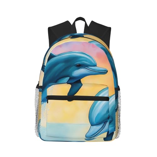 Mochila cómoda Dolphins In Love para viajes diarios sin dolores de espalda