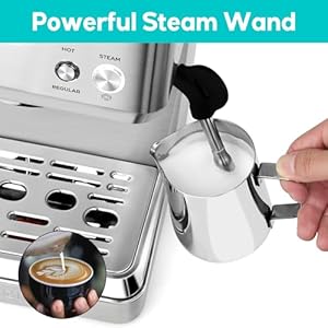 CASABREWS Espresso Machines with Milk Frother 20 Bar Espresso Maker with Hot Water Wand for Americano Latte Cappuccino Espresso Coffee Machine with Adjustable Temperature Gifts for Coffee Lovers