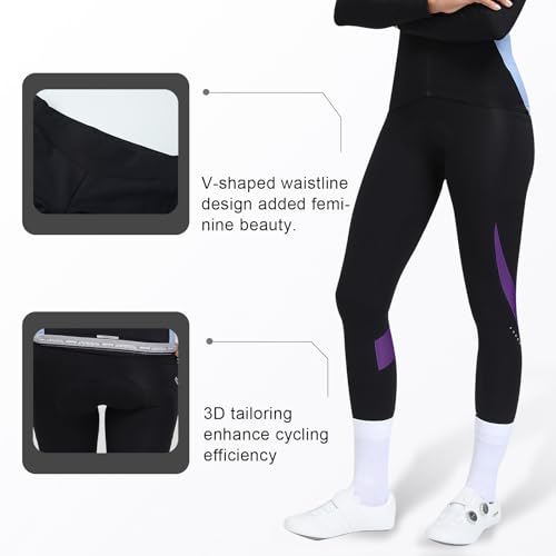 Santic Women's Winter Thermal Cycling Pants Trousers Bike Pants Trousers Legging with High Density High Elasticity and Breathable 4D Sponge Padded Purple - Image 5