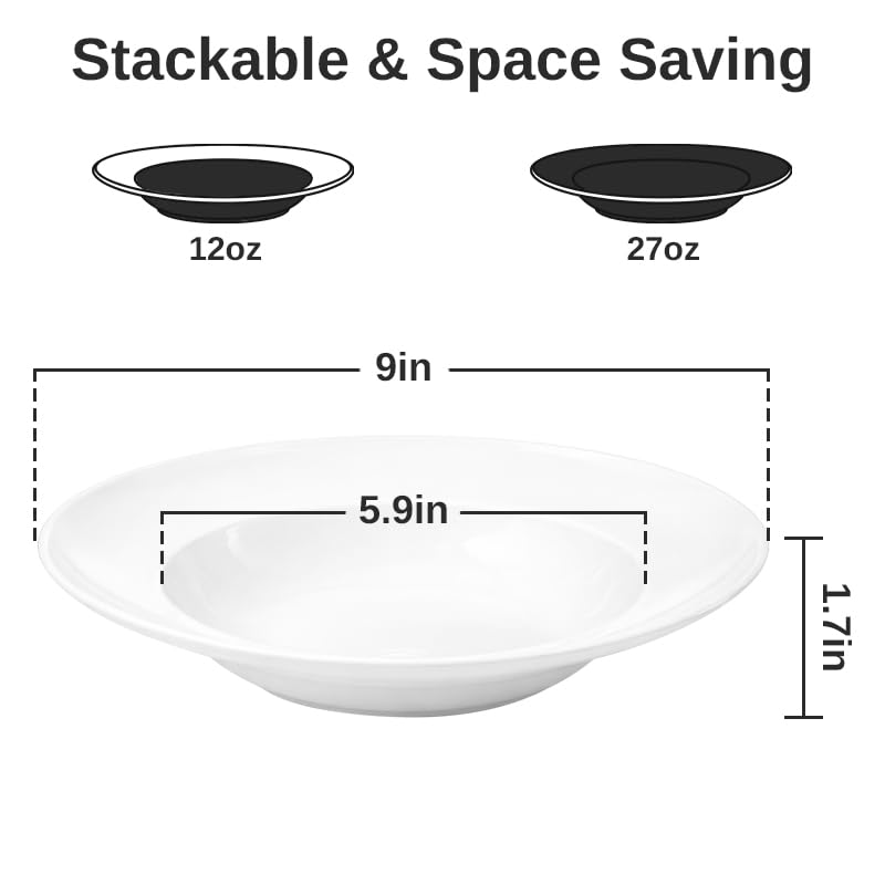 8pcs Pasta Bowls with Rim, Microwave & Dishwasher Safe, for Soup & Salad - image 3