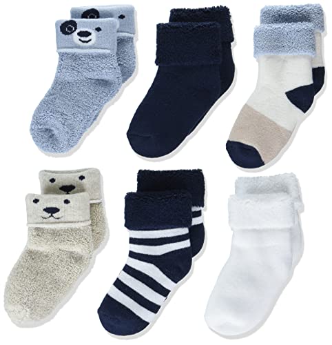 Image of Amazon Essentials Unisex Babies' Cozy Cotton Turn Cuff Socks, 6 Pairs
