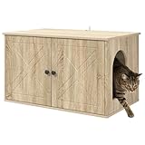 vidaXL Katzenhaus Sonoma 85 x 55 x 50,5 cm Holzwerkstoff, Schicke Katzenunterkunft, modernes Katzenhaus, gemütlicher Rückzugsort für Ihr Lieblingstier