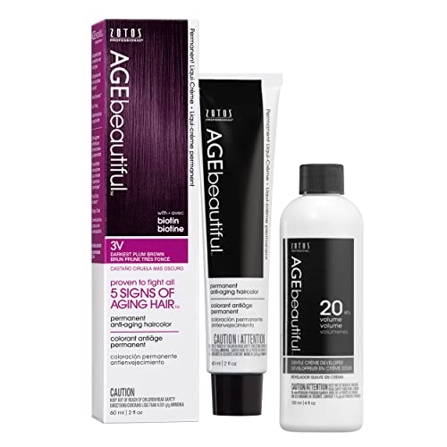 Image of AGE beautiful Permanent Hair Color Cream, 100% Gray Coverage Hair Dye with Biotin Anti-Aging Formula for Fuller, Thicker Hair, Professional Salon Quality