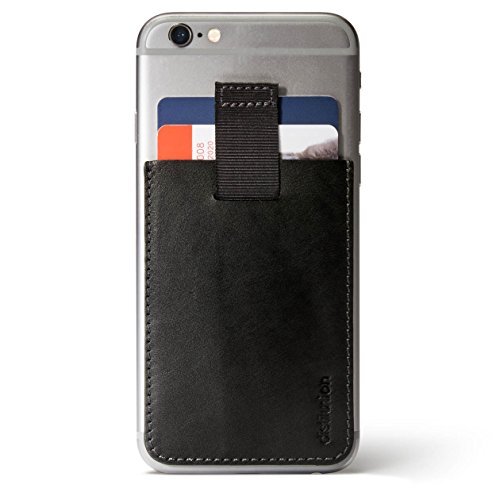 Distil Union Wally Junior | Slim, Leather Wallet and Card Holder for Smartphones, Leather Stick-On Wallet with Pull-Tab
