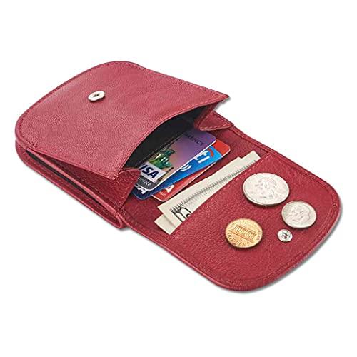 Taxi Wallet® TW03-CRANBERRY - Soft Leather (Red) - Compact, Front Pocket Folding Wallet - For Cards, Coins, Bills, ID (Men & Women)3