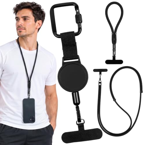 Whimsibelle 3 Pcs Phone Lanyard Set Retractable Wrist Strap 7mm Black Cord - image 1