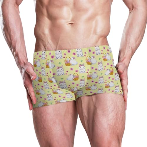 Happy Easter Bunny Rabbit Mens Swim Trunk Swimwear Bathing Suit Swim Brief Square Leg Board Short S B04052332