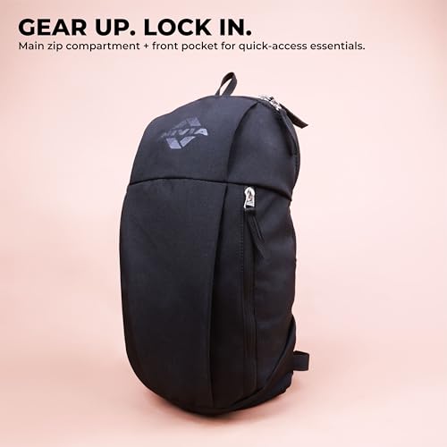 Image of Nivia Pulse Junior 2.0 Backpack For Men & Women, Water-Resistant Sports Backpack, Lightweight, Durable 600D Polyester, Double-Zip Main Compartment & Secure Front Pocket, Capacity-10 Litres