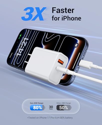 iPhone 18 17 16 Fast Charger Type C,45W Dual Port USB C Fast Charger - image 2