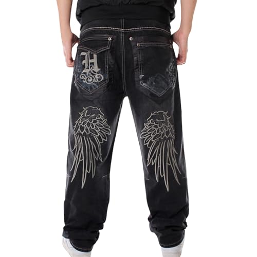 Jean baggy homme Y2K pantalon vintage Harajuku brodé coupe décontractée