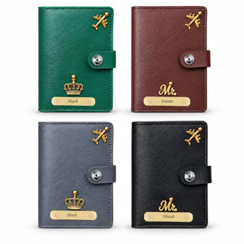 Image of WALLETKART Personalized Leather Name Passport Cover for Men & Women | Customized Family Passport Holder | Travel Gift Combo for Family (Pack of 4)