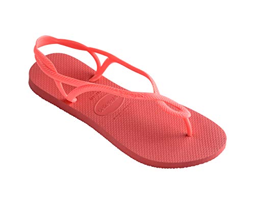 Image of Havaianas Women's Luna Flip Flop Sandals, Around Ankle Straps, Roman Sandal,Coral New,41 /42 BR (11-12 M US)