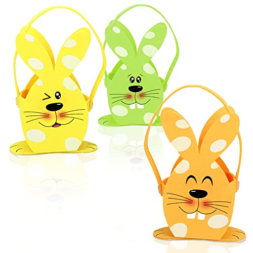 SOARFLY 3 Stück Geschenktasche aus Filz zur Ostern,Osterkörbchen aus Filz zum Befüllen,Osterkorb Ei Kinder,Osterkörbchen mit Henkel,Osternest Geschenktasche,Osterkörbchen mit Hase,Frühlingsdekoration Cover