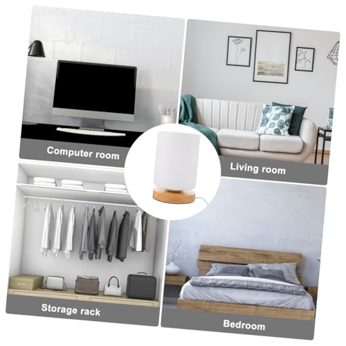 Lámpara de Mesa de Noche Cilíndrica LED con Madera USB miniatura 3