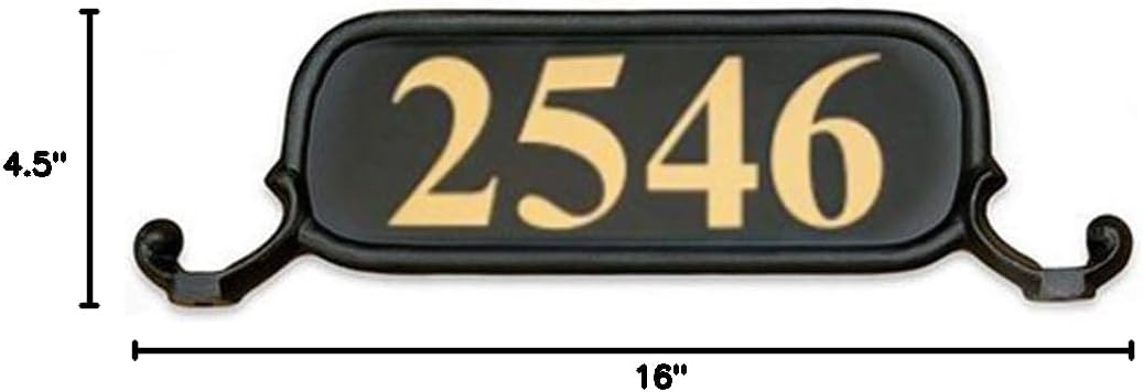ADDRESSES OF DISTINCTION Williamsburg Style 3 Address Plate – Oversized Plaque for House Numbers – Rust Proof Aluminum Mailbox Topper – Mounting Hardware Included (Gold Reflective Vinyl Numbers)