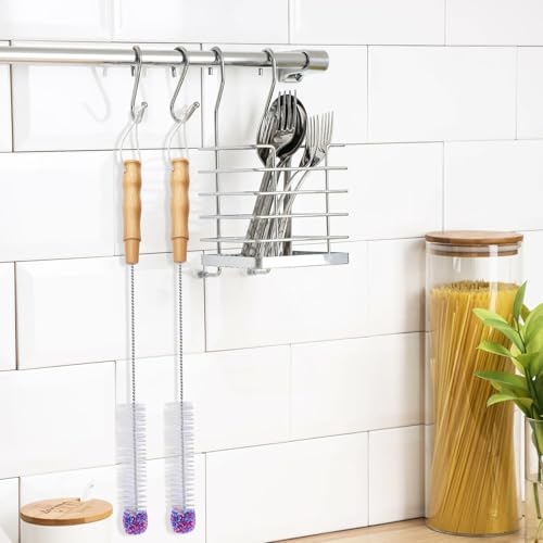 Gvolatee Flaschenbürste Lang 45cm, Reinigungsbürste mit Weicher Plüschbommel, Flaschenreiniger Bürste, Reinigungsbürsten Flasche, Flaschenbürsten Flaschen, Flaschenreinigung Tassenbürste