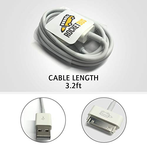 2-Pack Rocketbus Usb Sync Charging Charger Data Transfer Cable Cord For Use To Work With Charge Old Models Apple Iphone 3 3G 3Gs 4 4S Ipod 4G 4Th Gen Older Ipad 1St 2Nd 3Rd Generations #TOP2