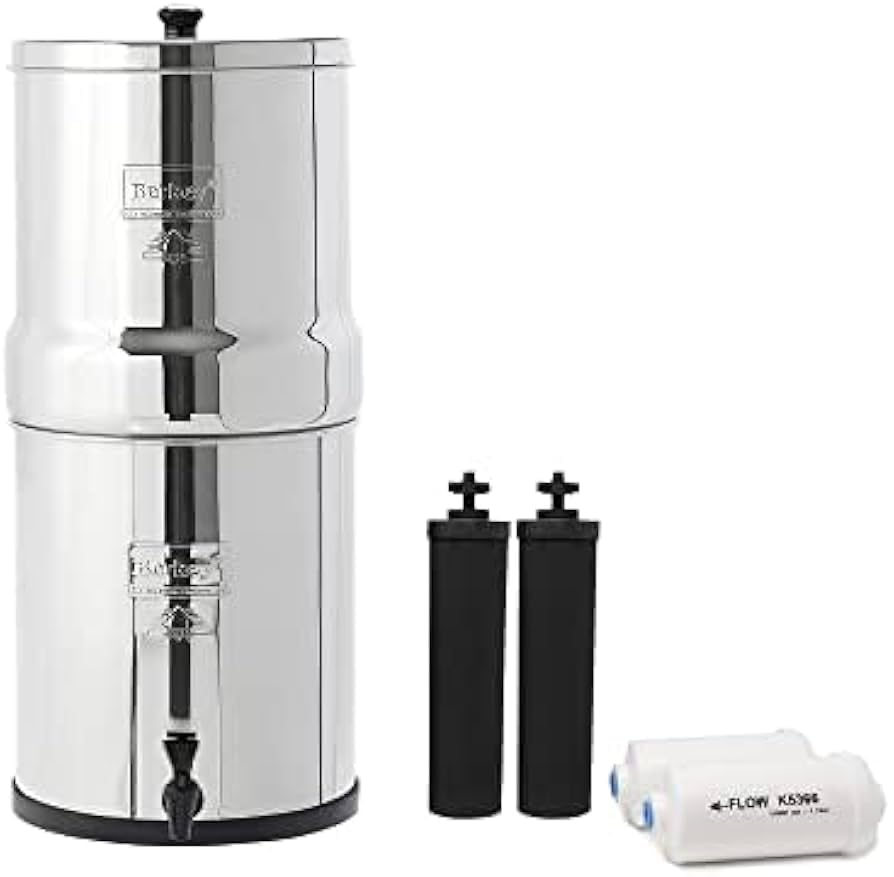 Big Berkey BK4X2 Countertop Water Filter System with 2 Black Berkey Elements and 2 Fluoride Filters