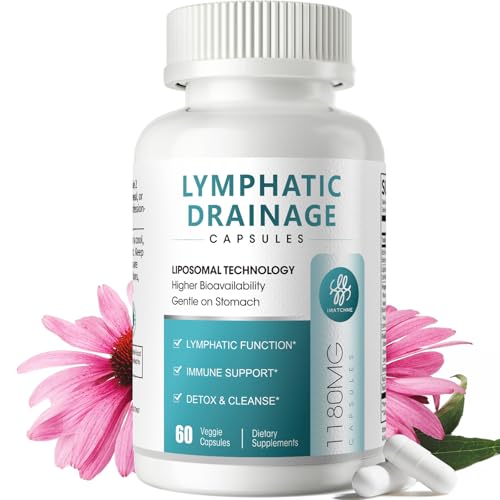 iMATCHME Lymphatic Drainage Supplements for Lymph System Support, Detox & Cleanse, Liver Health,Fluid Balance, Immune Support, Natural Herbal Blends with Echinacea, Liposomal Glutathione, 60 Capsules