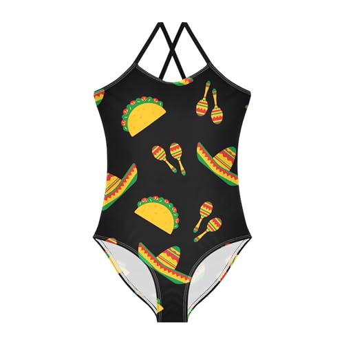 Taco Mexican Food Black Baby Girls' Swimwear Toddler Girl One Piece Swimsuit Bathing Suits Size Size 3T-10Y