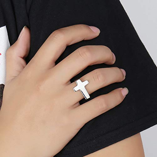 Jude Jewelers Stainless Steel Christian Sideways Cross Signet Style Ring (Silver, 8) #TOP3