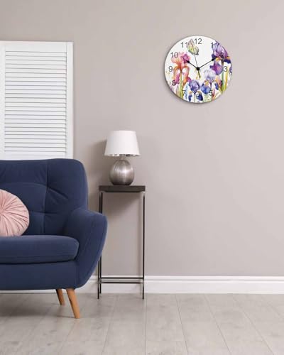 Reloj de Pared Redondo 12 Pulgadas PVC Silencioso Morado miniatura 5