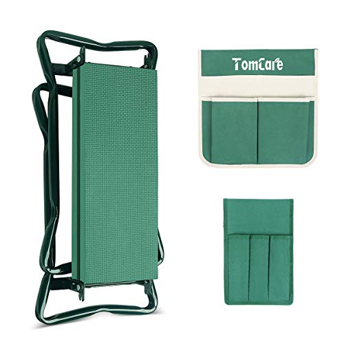 TomCare Garden Kneeler Seat Garden Bench Garden Stools Foldable Stool with Tool Bag Pouch EVA Foam Pad Outdoor Portable Kneeler for Gardening(Large-21.65