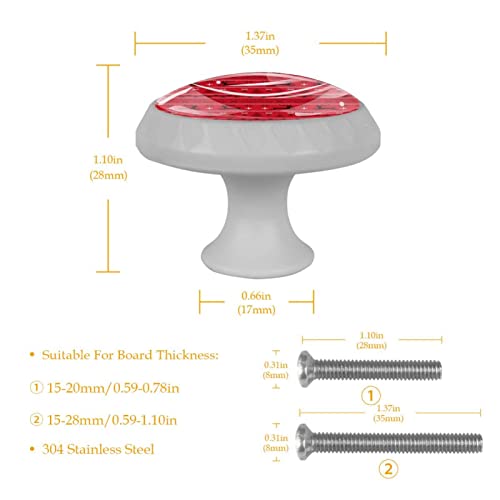 Boutons fluorescents lot de 4 pour commode et tiroir tricot rouge - 6